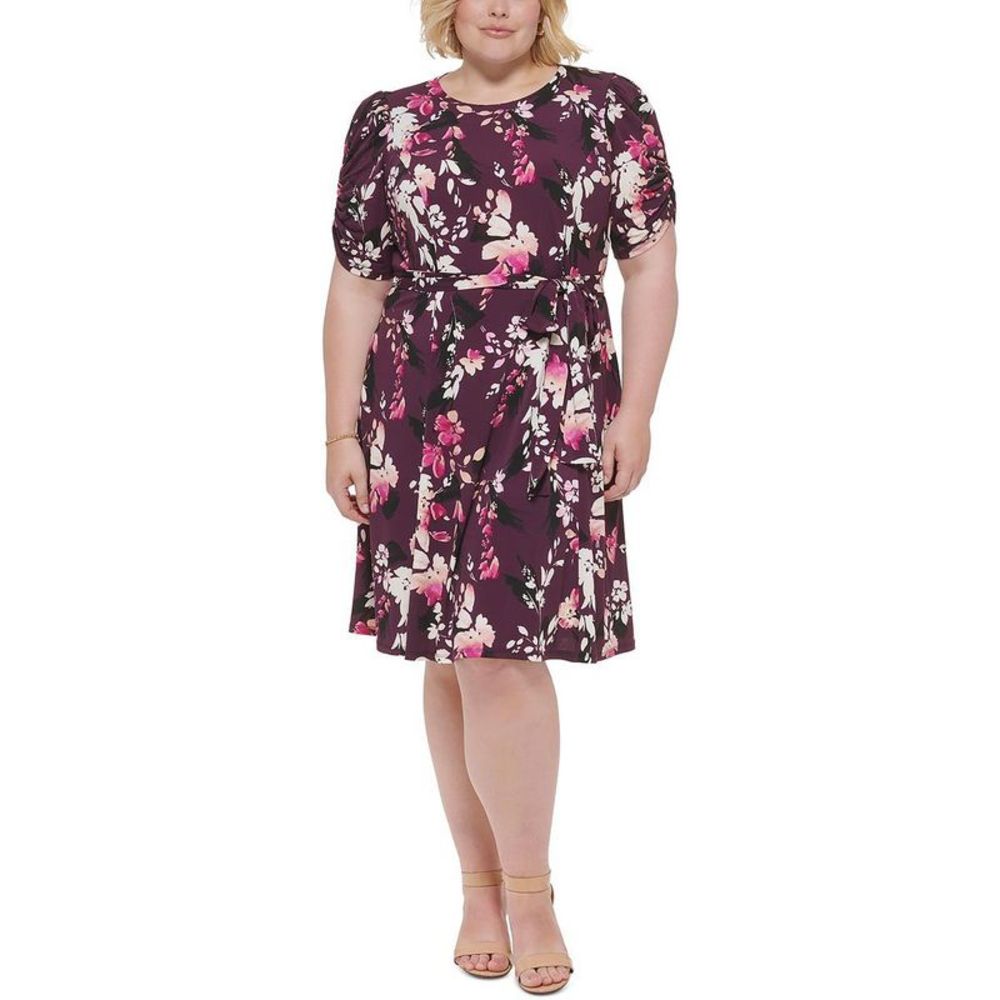 Jessica Howard Womens Purple Belted Calf Wedding Midi Dress Plus NWT